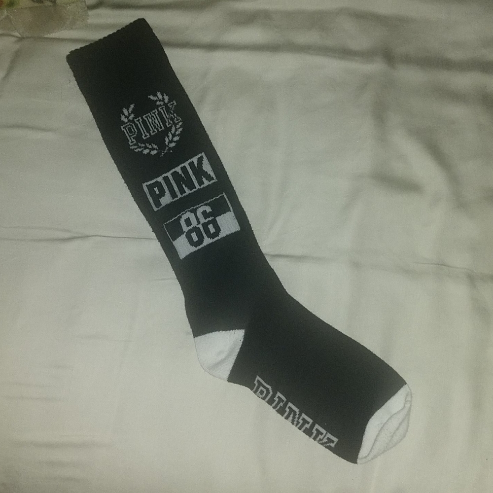 PINK Victoria's Secret Knee Socks Black White